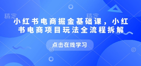 小红书电商掘金课，小红书电商项目玩法全流程拆解（更新7月）-稀缺资源库