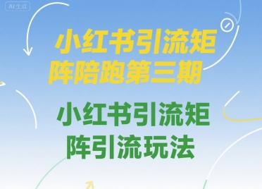 小红书引流矩阵陪跑第三期，小红书引流矩阵引流玩法-稀缺资源库