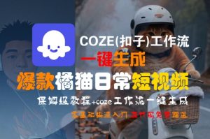 COZE(扣子)工作流一键生成爆款橘猫日常短视频，保姆级教程，零基础快速入门-稀缺资源库