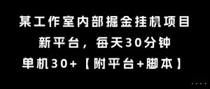 某工作室内部掘金挂G项目,新平台,每天30分钟,单机30+【揭秘】-稀缺资源库
