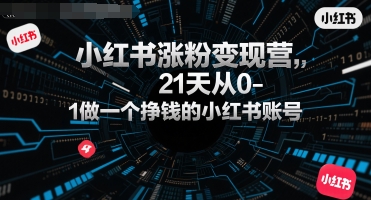 小红书涨粉变现营，21天从0-1做一个挣钱的小红书账号-稀缺资源库