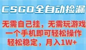 CSGO自动捡漏项目,最新独家玩法,一个手机可操作,新手小白轻松月入1W+,操作简单易上手【揭秘】-稀缺资源库