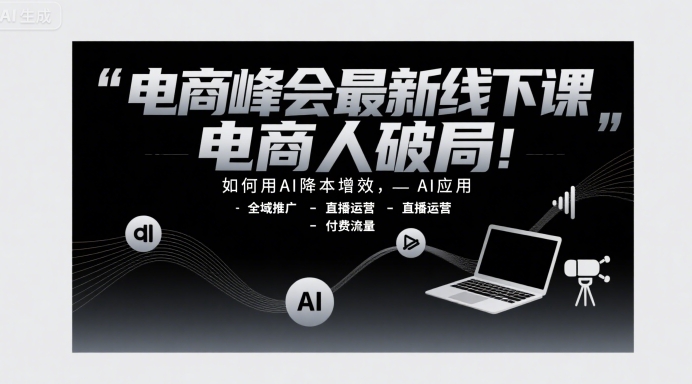 电商峰会最新线下课，电商人破局，如何用AI降本增效，AI应用-全域推广-直播运营-付费流量-稀缺资源库