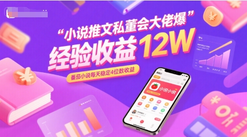 小说推文私董会大佬爆单经验分享收益12W，番茄小说每天稳定4位数收益-稀缺资源库