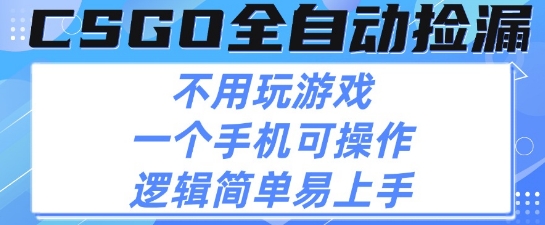 CSGO自动捡漏项目，最新独家玩法，不用挂G不用玩游戏，一个手机即可操作，新手小白轻松月入1W+【揭秘】-稀缺资源库