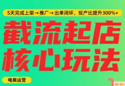 淘宝截流快速起店玩法，掌握暴力快速起店的流程，5天完成上架-推广-出单闭环-稀缺资源库