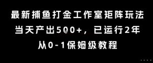 最新捕鱼打金工作室矩阵玩法，当天产出5张+，已运行2年，从0-1保姆级教程【揭秘】-稀缺资源库