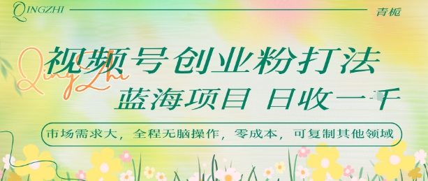 视频号创业粉打法，日入1k，蓝海项目，市场需求大，全程无脑操作，可复制-稀缺资源库