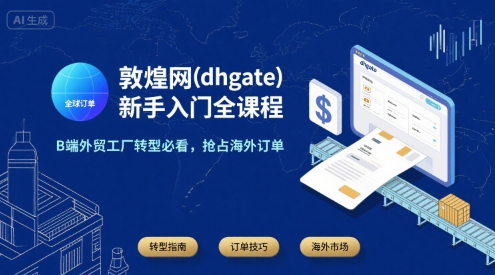 敦煌网(dhgate)新手入门全课程，B端外贸工厂转型必看，抢占海外订单-稀缺资源库