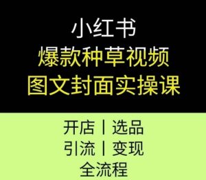 小红书爆款种草视频图文封面实操课，开店、选品、引流、变现全流程-稀缺资源库