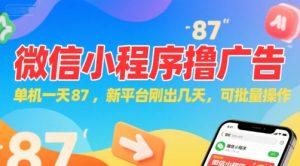 微信小程序看广告,单机一天87,新平台刚出几天,可批量操作,日入5张-稀缺资源库