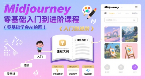 midjourney零基础入门到进阶课程，零基础学会AI绘画-稀缺资源库
