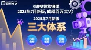 短视频营销课2025年7月新版,三大体系成就百万大V-稀缺资源库