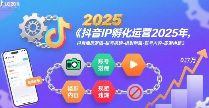 抖音IP孵化运营2025年，抖音底层逻辑-账号搭建-摄影剪辑-账号内容-规避违规-稀缺资源库