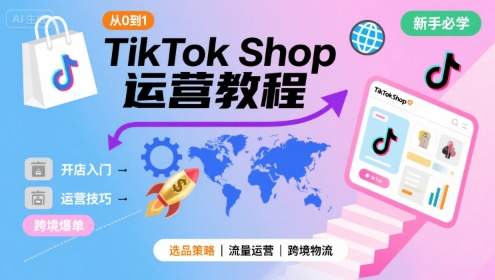 TikTok Shop从0到1运营教程，TikTok跨境电商新手必学课程-稀缺资源库