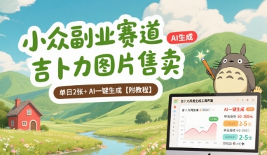 小众副业赛道 吉卜力图片售卖 单日2张+ AI一键生成【附教程】-稀缺资源库