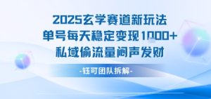 2025玄学赛道新玩法单号每天稳定变现1k+私域偷流量闷声发财-稀缺资源库