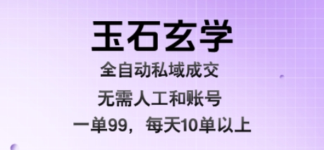 玉石玄学全自动私域成交，一单99每天十单以上，无需人工和矩阵账号，蓝海项目直接干【揭秘】-稀缺资源库