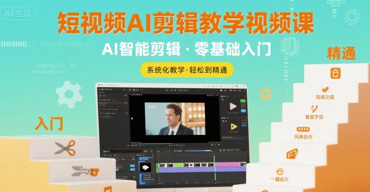 短视频AI剪辑教学视频课，入门到精通-稀缺资源库