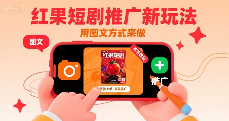 红果短剧推广新玩法，用图文方式来做，有手就会-稀缺资源库