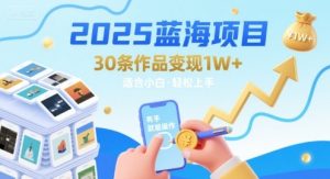2025蓝海项目30条作品 变现1w+ 有手就能操作适合小白做-稀缺资源库