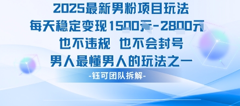 2025最新男粉项目玩法每天变现1k+也不违规也不会封号男人最懂男人的玩法-稀缺资源库