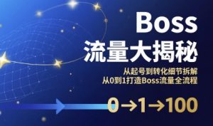 Boss流量大揭秘,从起号到转化细节拆解,从0到1打造Boss流量全流程-稀缺资源库