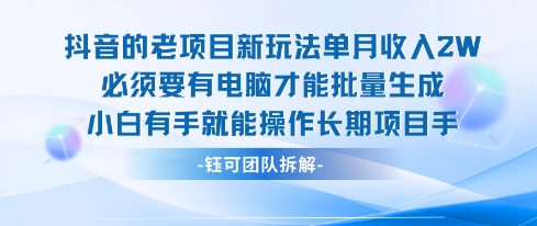 老项目新玩法单月收入2W小白有手就能操作长期项目-稀缺资源库