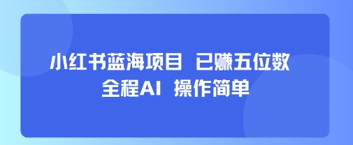 小红书蓝海项目，全程AI，操作简单，已挣五位数-稀缺资源库