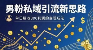 男粉私域引流新思路,单日稳收8张利润的变现玩法-稀缺资源库