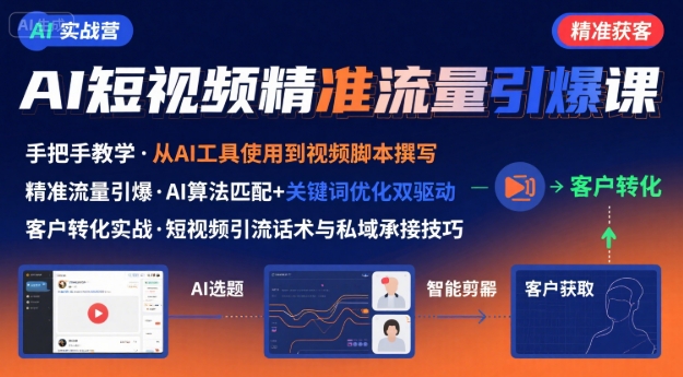 AI+短视频引爆精准客户实战营，手把手教你引爆Ai短视频精准流量-稀缺资源库