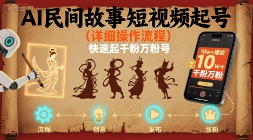 AI民间故事短视频起号，详细操作流程，快速起千粉万粉号-稀缺资源库