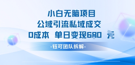 小白无脑项目公域引流私域成交0成本单日变现680米-稀缺资源库