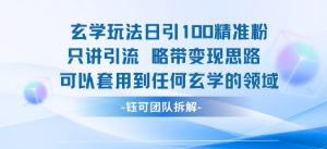玄学玩法日引100精准粉只讲引流略带变现思路可以套用到任何玄学的领域-稀缺资源库