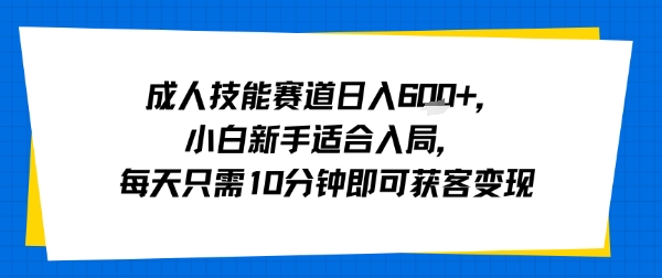成人技能赛道日入多张，小白新手适合入局，每天只需10分钟即可获客变现-稀缺资源库