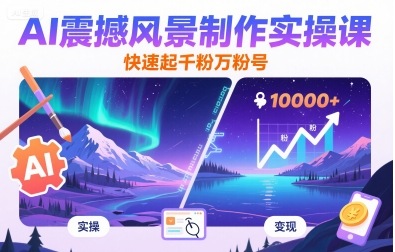 AI震撼风景制作实操课，快速起千粉万粉号-稀缺资源库