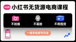 小红书无货源电商课程，不拍摄不露脸不用囤货，一部手机即可开店-稀缺资源库