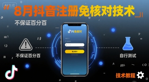 8月抖音注册免核对技术，不保证百分百，自测-稀缺资源库
