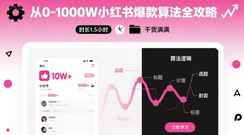 从0-1000W小红书爆款算法全攻略，时长1.5小时，干货满满-稀缺资源库