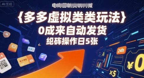 多多虚拟类目玩法，0成本全自动发货，矩阵操作日5张-稀缺资源库