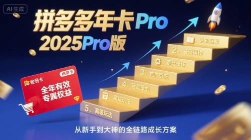 拼多多年卡2025Pro版，五大板块从认知到基础、从推广到活动、从活动到玩法-稀缺资源库