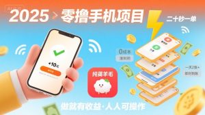 2025年零撸手机项目，二十秒一单，纯薅羊毛 一天2张+做就有【揭秘】-稀缺资源库