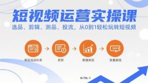 短视频运营实操课，选品、剪辑、测品、投流，从0到1轻松玩转短视频-稀缺资源库