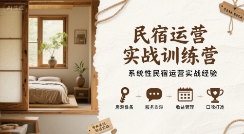 民宿运营实战训练营，系统性民宿运营实战经验-稀缺资源库