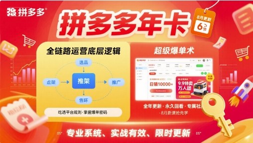 拼多多年卡【8月更新6节】拼多多全链路运营底层逻辑，超级爆单术-稀缺资源库