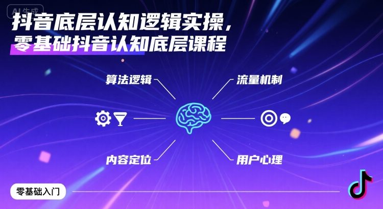 抖音底层认知逻辑实操，零基础抖音认知底层课程-稀缺资源库