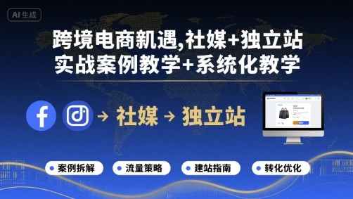 跨境电商新机遇，社媒+独立站，实战案例教学+系统化教学-稀缺资源库