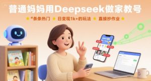 普通妈妈用Deepseek做家教号,条条热门,日变现1k+的玩法,直接抄作业-稀缺资源库