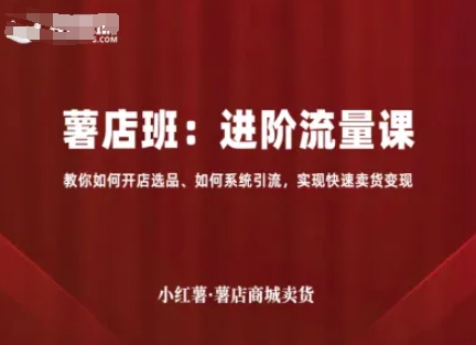 小红薯薯店商城卖货，进阶流量课，教你如何开店选品、如何系统引流，实现快速卖货变现-稀缺资源库