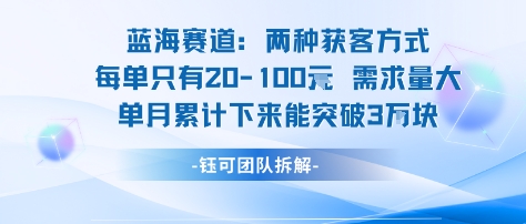 蓝海赛道：需求量大 单月累计下来能突破3W-稀缺资源库